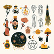 © Alena - Set of magic and witchcraft design elements. Mystical hand drawn vector illustrations.