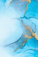 Wall Mural - Luxury blue abstract background of marble liquid ink art painting on paper . Image of original artwork watercolor alcohol ink paint on high quality paper texture .