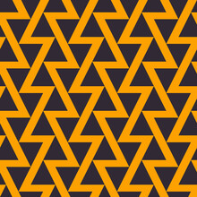Modern Black-yellow Color Abstract Triangle Zig Zag Line Pattern Design. Vector Seamless Background. Use For Fabric, Textile, Interior Decoration Elements, Upholstery, Wrapping.