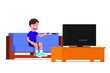 © Prihantoedi - a happy boy watching television while sitting on the sofa
