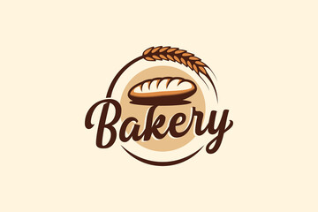 Canvas Print - a simple, eye catching, and delicious bakery logo with a bread and wheat.