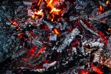 Charcoal For Barbecue With Flame Background