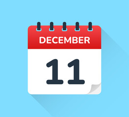 Wall Mural - December 11. Vector flat design of daily calendar icon. Date and day of the year.