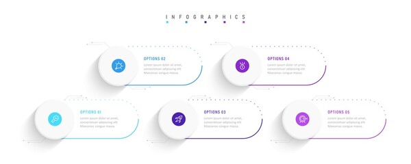 Wall Mural - vector infographic label design template with icons and 5 options or steps. can be used for process 