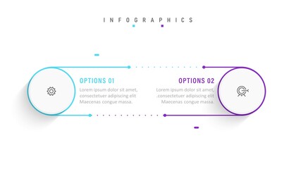 Wall Mural - vector infographic label design template with icons and 2 options or steps. can be used for process 