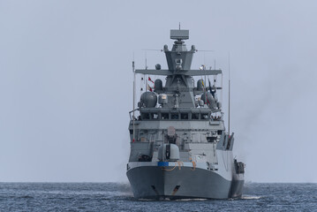 CORVETTE - A warship of the German Navy is sailing on sea