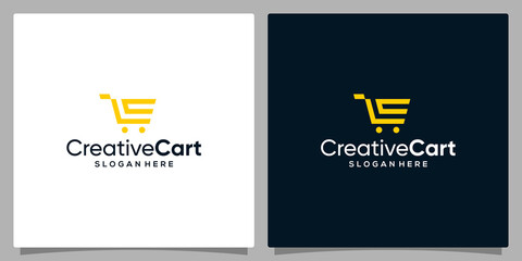 Wall Mural - Template design icon logo vector shopping cart with symbol initial letter C. Premium vector