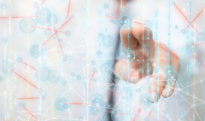 Neural network 3D illustration. Big data and cybersecurity