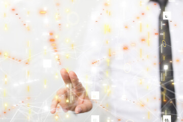 Neural network 3D illustration. Big data and cybersecurity