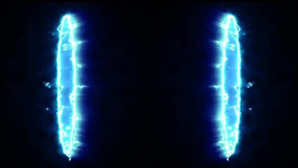 abstract fast power blue energy circle on black background. fantasy electric portal door or futurist