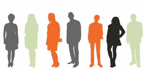 Poster - people crowd silhouette on white background, isolated, vector