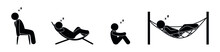Icon Man Sleeping, Stick Figure Silhouettes Of Resting People