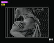 Vector illustration of digital glitch art of classical sculpture of Proserpina Rape detail from 3D rendering in oscilloscope white line on black background in the style of old CRT TVs and VHS.