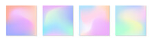 Vector Set Of Mesh Gradient Backgrounds In Soft Pastel Colors.Copy Space For Text.Abstract Fluid Illustrations In Y2k Aesthetic.Modern Templates For Banners,branding Design,social Media,covers.