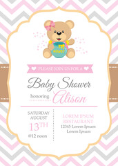 Wall Mural - Baby shower card with cute bear