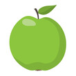 green apple isolated on white background, flat design vector illustration