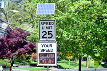 Slow Down Traffic Car vehicle sign Drive Speeding Warning on the road