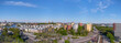Panorama hill view over the district Södermalm a apartment houses, counter weight bridge and a Cruising ship a sunny summer day in Stockholm