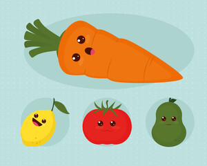 Sticker - kawaii vegetables icon set