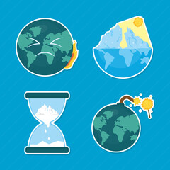 Poster - global warming icon set