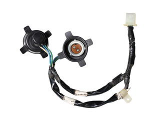 Wall Mural - car light base, bulb socket, lamp holder, adapter base connector wiring harness (with clipping path)