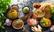 © monticellllo - Composition with assortment of spices and herbs
