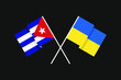Flags of the countries of Ukraine and the Republic of Cuba (North America, Caribbean) in national colors. Help and support from friendly countries. Flat minimal design.