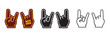 © itsmaku - Rock fan vector gestures in both sides, horns fingers, vector eps with editable stroke. Hard rock concert fan finger template.