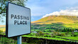Passing Place sign with amazing English Lake District landscape view in the background
