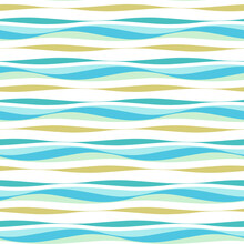 Waves Vector Seamless Pattern. Wavy Lines, Ocean Tides, Wave Strokes Background.