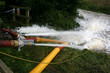 High Volume water pipes pumping flood water away from residential area 