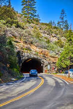 Car Entering Yosemite National Park Through Mile Long Tunnel