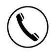 black handset icon in a circle