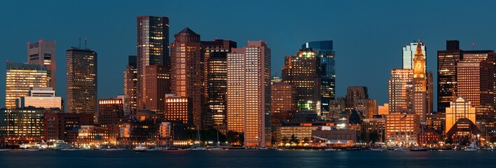 Fototapete - Boston skyline at night