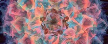 Abstract Flowing Digital Fractal Patterns In A Painterly Style - Watercolor Styled Symmetrical Space And Bright Abstract Concept
