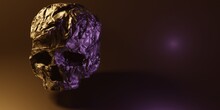 3D Digital Render Of An Abstract Skull Illuminated By Colored Lights - Abstract Skull Concept