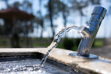 A small fountain of fresh and clean water for drinking in Georgia.