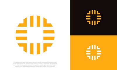 Wall Mural - Innovative high tech logo template. Template label for blockchain technology. Technology Logo.
