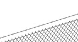 Prison fence. Netting and straight barbed wire. Flat vector illustration isolated on white background.