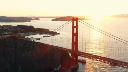 Wall Mural - San Francisco city Golden Gate Bridge aerial sunrise view