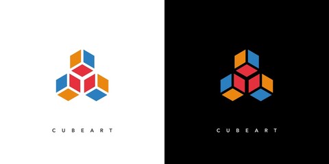 Wall Mural - Modern and attractive cube art logo design