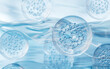 © Vink Fan - Molecule with water surface background, 3d rendering.
