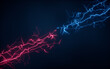 Blue lightning with dark background, 3d rendering.
