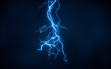 blue lightning with dark background, 3d rendering.