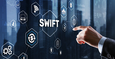 Wall Mural - SWIFT. Society for Worldwide Interbank Financial Telecommunications. Financial Banking regulation concept