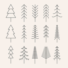 Wall Mural - set of minimal line art pine tree icon creative design