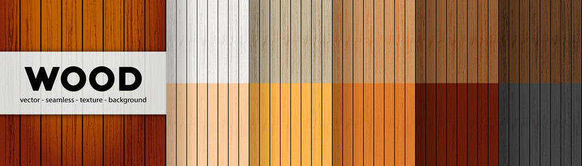 Set of Wood texture seamless pattern, vector illustration