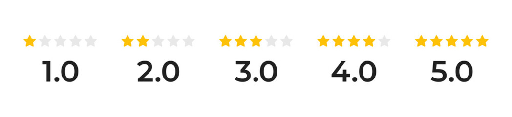 Poster - Feedback rating concept from one to five stars icon. Vector illustration customer review and satisfaction.