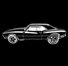 The Vector Sketch Hand Drawn Illustration Of The American Vintage Sport Car