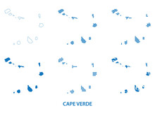 Map Of Republic Of Cabo Verde - Vector Set Of Silhouettes In Different Patterns - Cape Verde